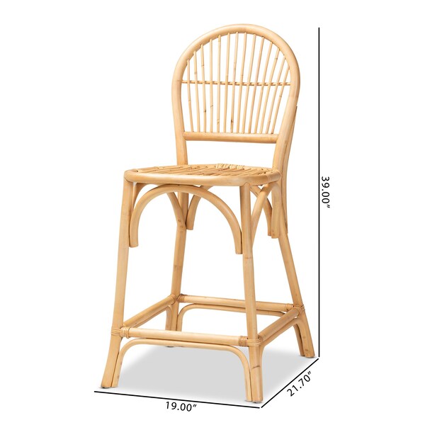 Baxton Studio Wina Modern Bohemian Natural Brown Rattan Counter Stool - 212-12788-ZORO