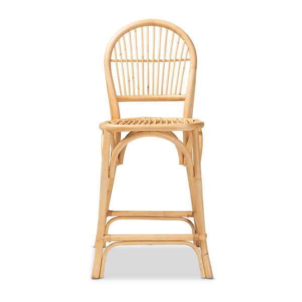Baxton Studio Wina Modern Bohemian Natural Brown Rattan Counter Stool - 212-12788-ZORO