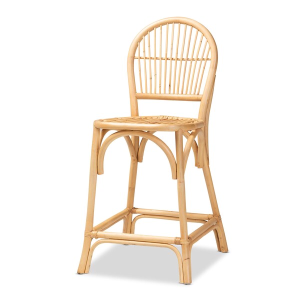 Baxton Studio Wina Modern Bohemian Natural Brown Rattan Counter Stool - 212-12788-ZORO