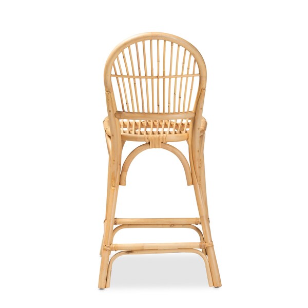 Baxton Studio Wina Modern Bohemian Natural Brown Rattan Counter Stool - 212-12788-ZORO