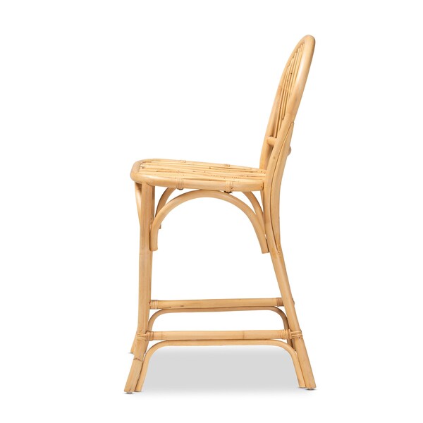 Baxton Studio Wina Modern Bohemian Natural Brown Rattan Counter Stool - 212-12788-ZORO
