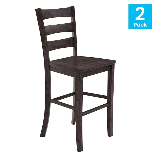 Flash Furniture Gray Wash Walnut Solid Wood Bar Stools, 2PK - ES-STBN5-29-GY-2-GG