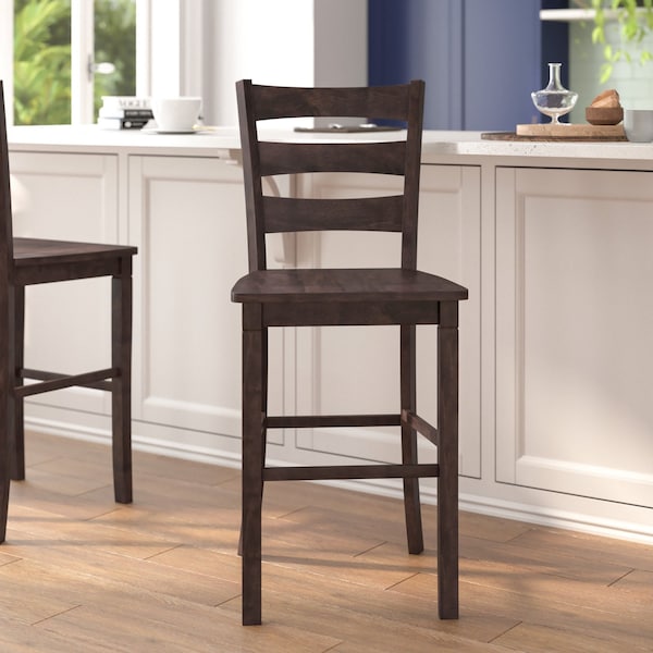 Flash Furniture Gray Wash Walnut Solid Wood Bar Stools, 2PK - ES-STBN5-29-GY-2-GG