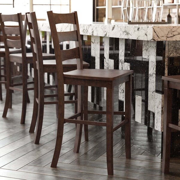 Flash Furniture Gray Wash Walnut Solid Wood Bar Stools, 2PK - ES-STBN5-29-GY-2-GG