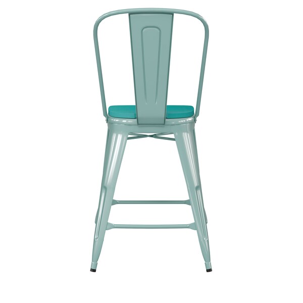 Flash Furniture Mint Green Metal Stool with Mint Poly Seat - ET-3534-24-MINT-PL1M-GG