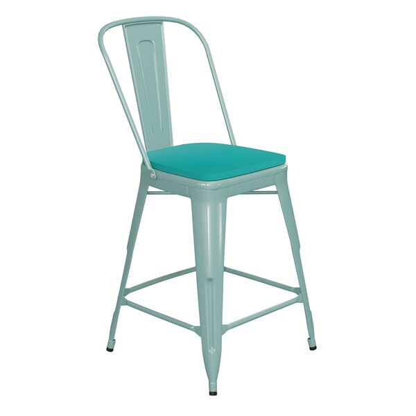 Flash Furniture Mint Green Metal Stool with Mint Poly Seat - ET-3534-24-MINT-PL1M-GG