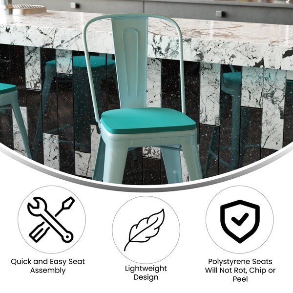 Flash Furniture Mint Green Metal Stool with Mint Poly Seat - ET-3534-24-MINT-PL1M-GG