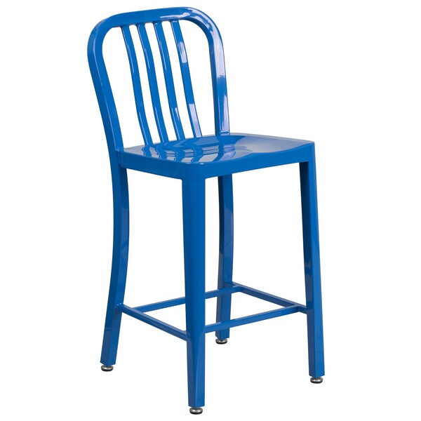 Flash Furniture 2 Pack 24" High Blue Metal Counter Height Stool - 2-CH-61200-24-BL-GG