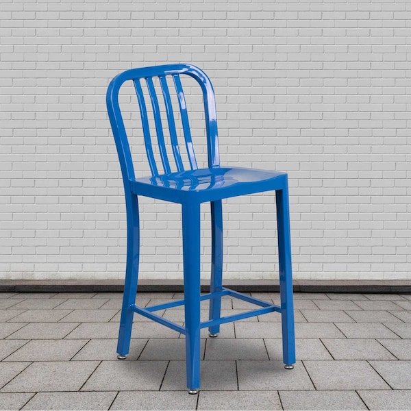 Flash Furniture 2 Pack 24" High Blue Metal Counter Height Stool - 2-CH-61200-24-BL-GG