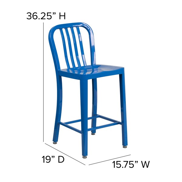 Flash Furniture 2 Pack 24" High Blue Metal Counter Height Stool - 2-CH-61200-24-BL-GG