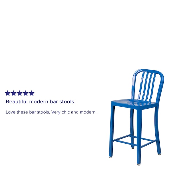 Flash Furniture 2 Pack 24" High Blue Metal Counter Height Stool - 2-CH-61200-24-BL-GG
