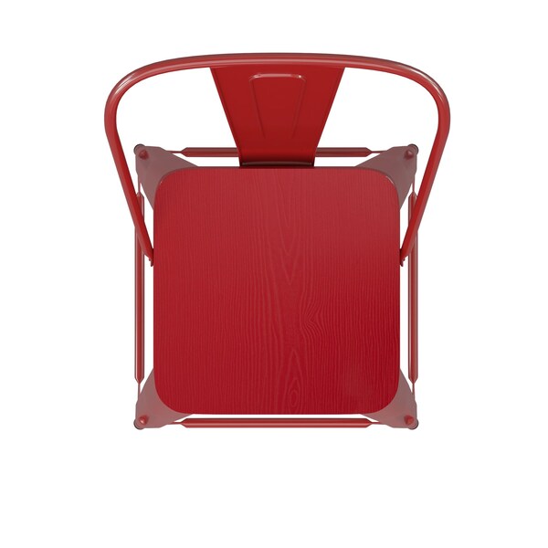 Flash Furniture 24" Red Metal Counter Stool-Red Poly Seat - CH-31320-24GB-RED-PL2R-GG