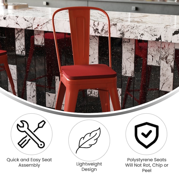 Flash Furniture 24" Red Metal Counter Stool-Red Poly Seat - CH-31320-24GB-RED-PL2R-GG