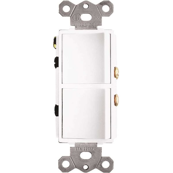 National Brand Alternative 2-Function Rocker Combination Switch in White 120-Volt, 15 AMPX2 - FSR-500-W7