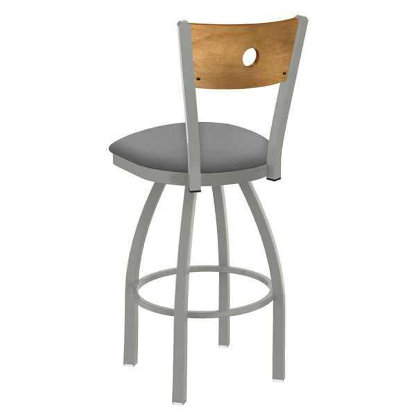 Holland Bar Stool Co 25" Swivel Counter Stool, Nickel Finish, Med Back, Canter Grey Seat - 83025ANMEDMPLB007