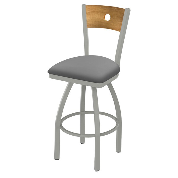 Holland Bar Stool Co 25" Swivel Counter Stool, Nickel Finish, Med Back, Canter Grey Seat - 83025ANMEDMPLB007