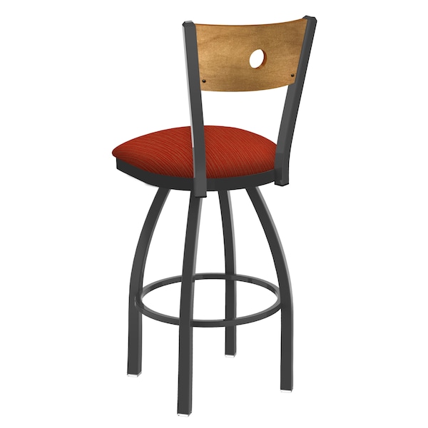 Holland Bar Stool Co 25" Swivel Counter Stool, Pewter Finish, Med Back, Graph Poppy Seat - 83025PWMEDMPLB021
