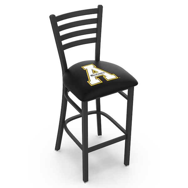 Holland Bar Stool Co 25" Blk Wrinkle Appalachian State Stationary Counter Stool, Ladder Back - L00425APPSTU