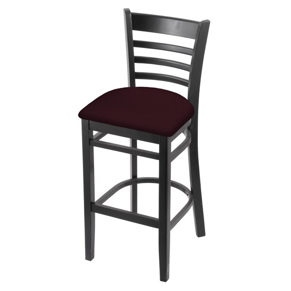 Holland Bar Stool Co 25" Counter Stool, Black Finish, Canter Bordeaux Seat - 314025BLK005