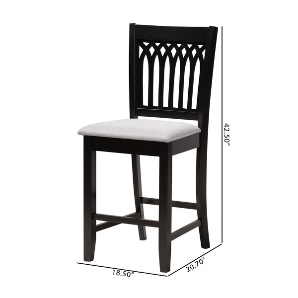 Baxton Studio Genesis Modern Grey Fabric and Dark Brown Finished Wood 2-Piece Counter Stool Set, PR - 230-2PC-13210-ZORO