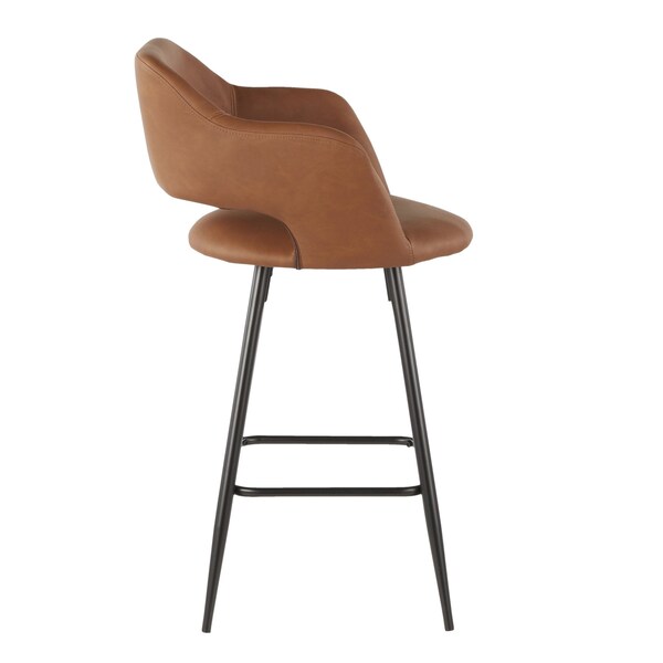 Lumisource Margarite Counter Stool in Black Metal and Brown Faux Leather, PK 2 - B25-MARG BK+BN2