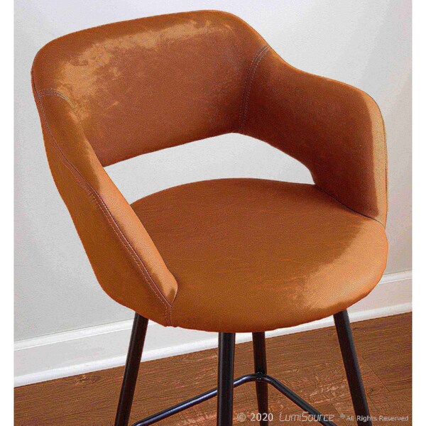 Lumisource Margarite Counter Stool in Black Metal and Brown Faux Leather, PK 2 - B25-MARG BK+BN2