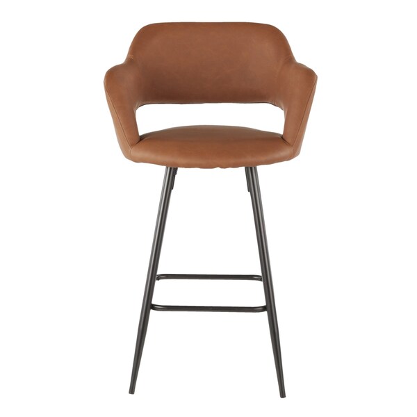 Lumisource Margarite Counter Stool in Black Metal and Brown Faux Leather, PK 2 - B25-MARG BK+BN2
