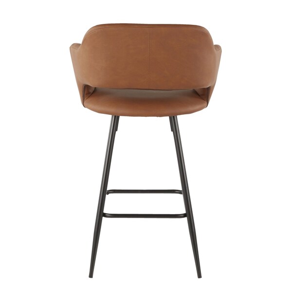 Lumisource Margarite Counter Stool in Black Metal and Brown Faux Leather, PK 2 - B25-MARG BK+BN2