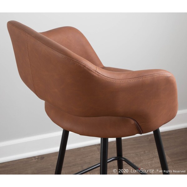 Lumisource Margarite Counter Stool in Black Metal and Brown Faux Leather, PK 2 - B25-MARG BK+BN2