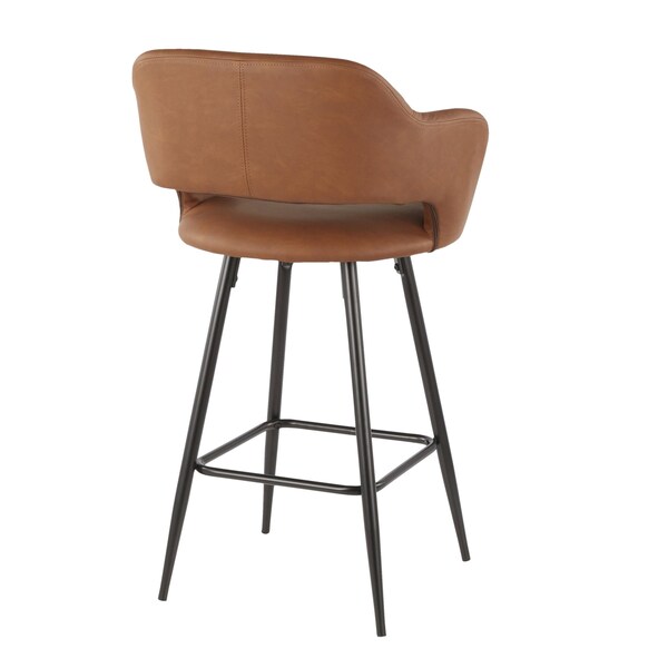 Lumisource Margarite Counter Stool in Black Metal and Brown Faux Leather, PK 2 - B25-MARG BK+BN2