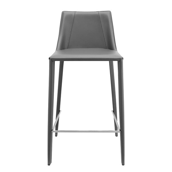 Homeroots Rich Faux Leather Counter Stool, Gray - 400602