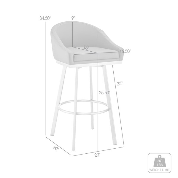 Armen Living Noran Swivel Counter Stool in Brushed Stainless Steel with Gray Faux Leather - 840254335769