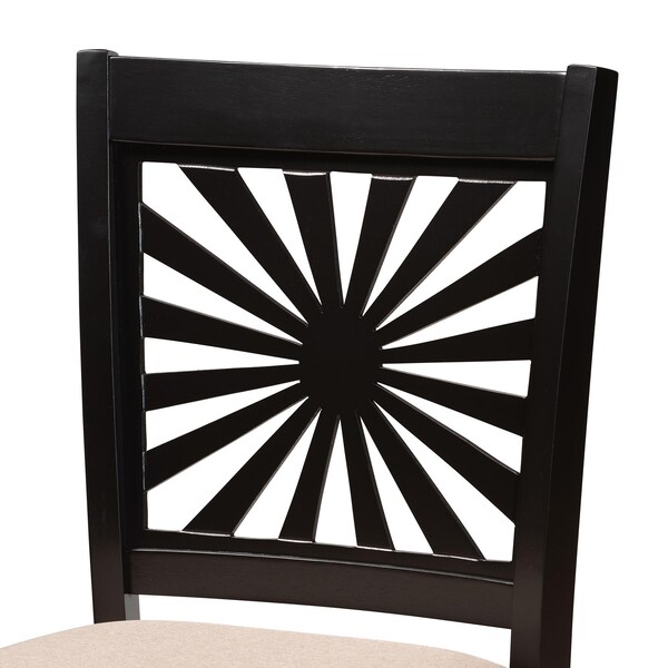 Baxton Studio Olympia Modern Beige Fabric and Espresso Brown Finished Wood 2-Piece Counter Stool Set - 231-2PC-13200-ZORO