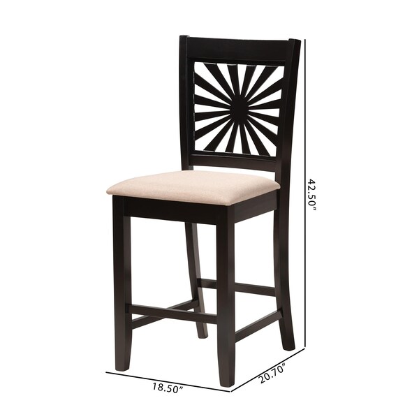 Baxton Studio Olympia Modern Beige Fabric and Espresso Brown Finished Wood 2-Piece Counter Stool Set - 231-2PC-13200-ZORO