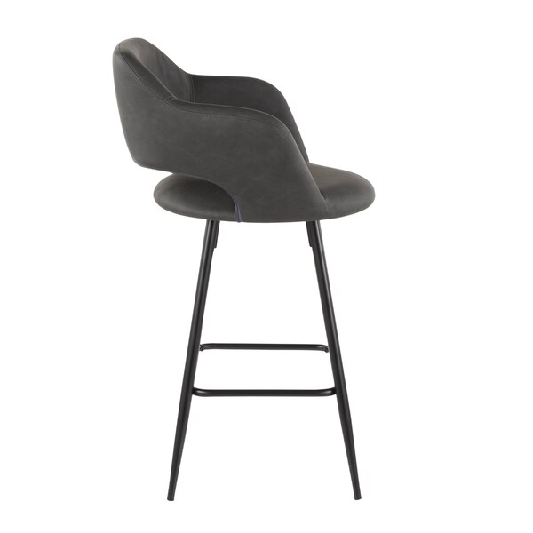 Lumisource Margarite Counter Stool in Black Metal and Grey Faux Leather, PK 2 - B25-MARG BK+GY2