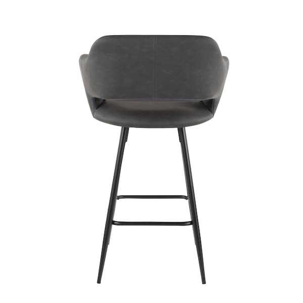 Lumisource Margarite Counter Stool in Black Metal and Grey Faux Leather, PK 2 - B25-MARG BK+GY2