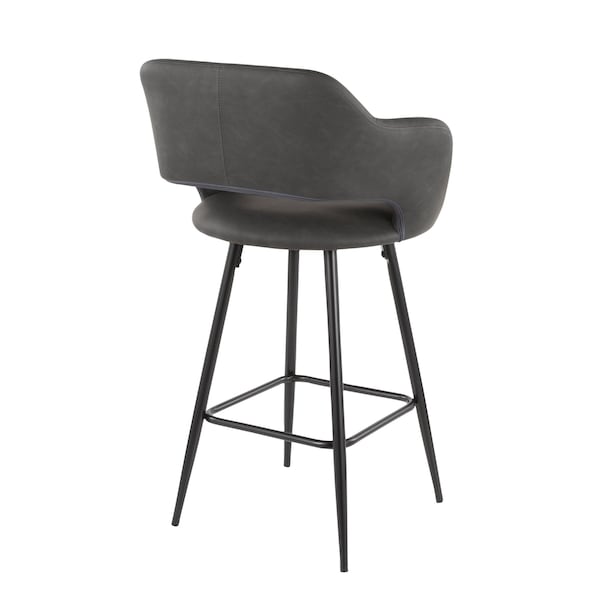 Lumisource Margarite Counter Stool in Black Metal and Grey Faux Leather, PK 2 - B25-MARG BK+GY2