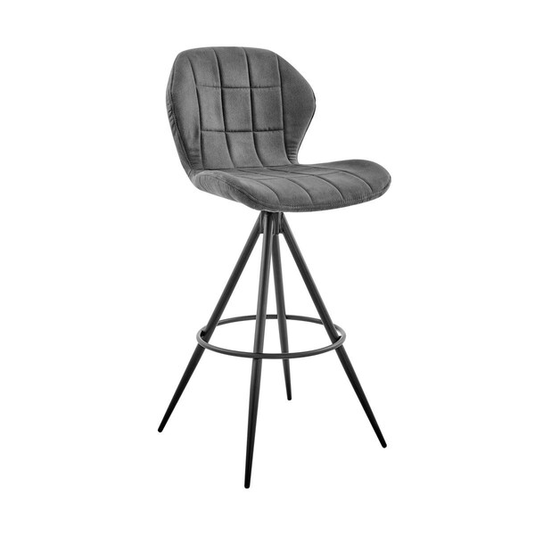 Newalthlete 26 in. Catalina Counter Height Bar Stool in Charcoal Fabric & Black Finish - NE1686383