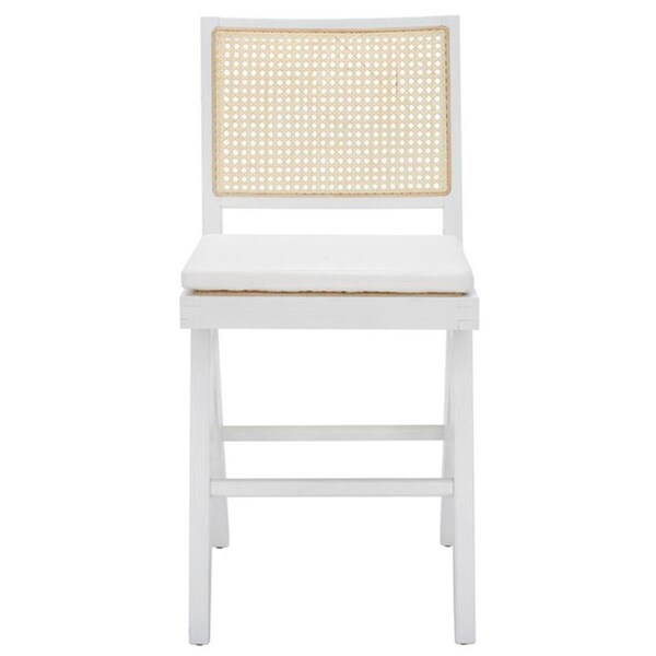 Safavieh 18.1 x 23.1 x 38.2 in. Colette Rattan Counter Stool White & Natural - SFV4133C