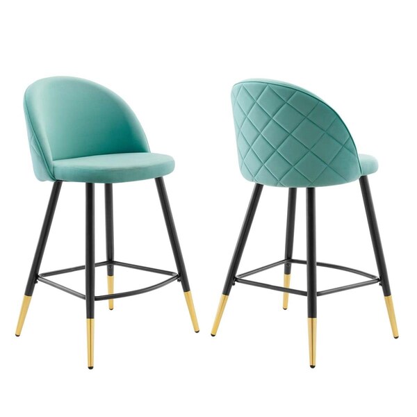 Modway Furniture Cordial Performance Velvet Counter Stools, Mint - Set of 2 - EEI-4529-MIN