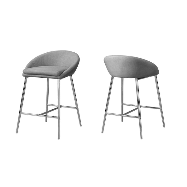 Clean Choice Barstool - 2 Piece Grey Fabric Chrome & Counter Height - CL2618142