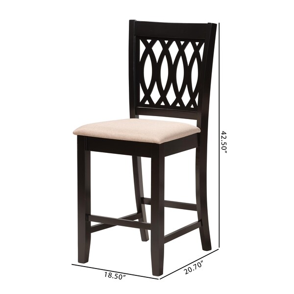 Baxton Studio Florencia Modern Beige Fabric and Espresso Brown Finished Wood 2-Piece Counter Stool Set - 231-2PC-13186-ZORO