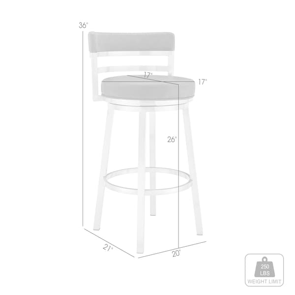 Armen Living Titana 26" Counter Height Swivel Red Faux Leather and Brushed Stainless Steel Bar Stool - 840254335165