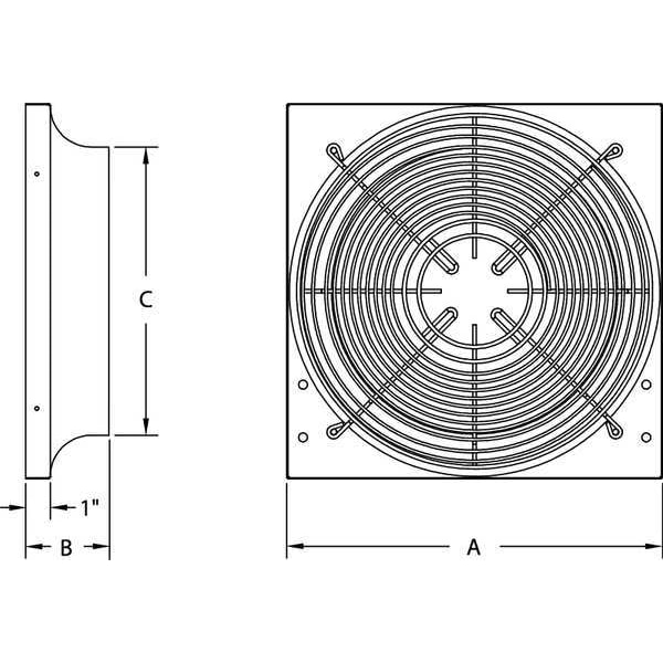 Dayton Exhaust Fan Venturi Frame, 14x14, Galv - 10F478