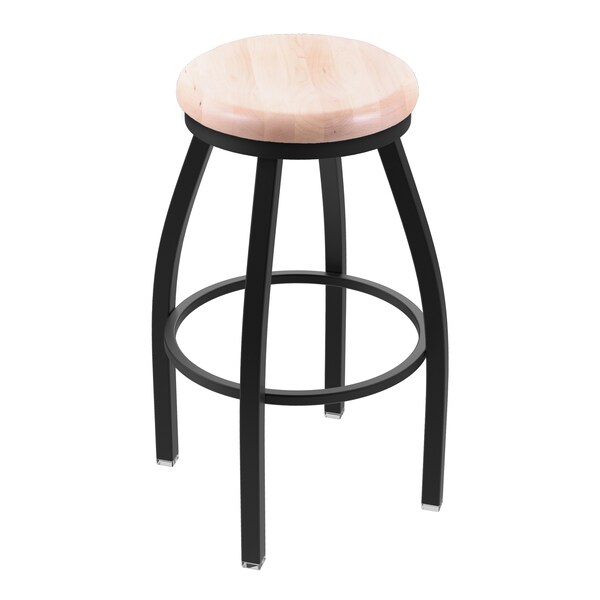Holland Bar Stool Co 25" Swivel Counter Stool, Black Wrinkle, Nat Maple Seat - 80225BWNATMPL