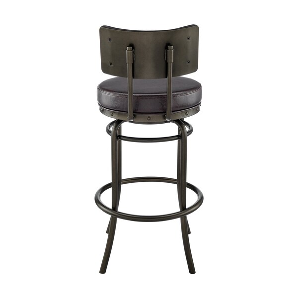 Armen Living Rees Swivel Counter or Bar Stool in Mocha Finish with Brown Faux Leather - 840254333611