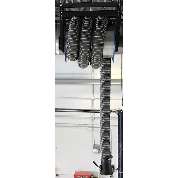 Lev-Co 4" low temp motorized hose reel c/w 25' of hose, electric motor and remote control - HRE-4-25-LT