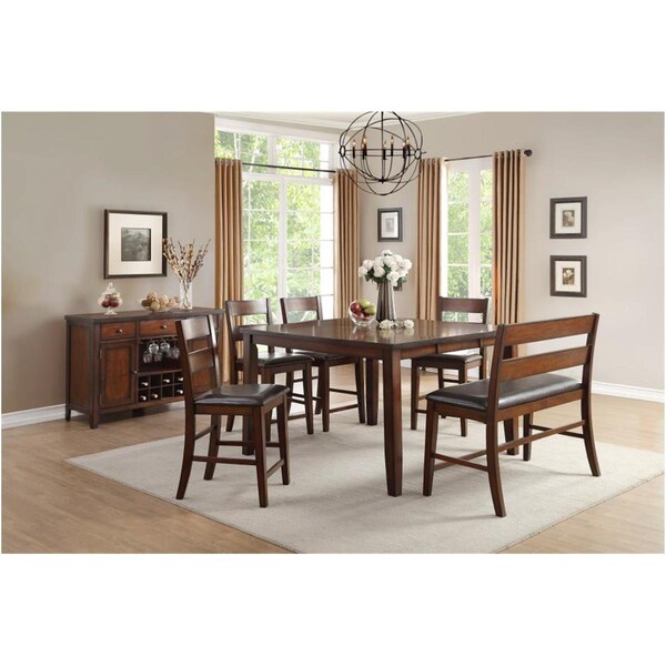 Home Elegance 42 x 21.75 x 19 in. Mantello Counter Height Chair - Cherry & Dark Brown - Set of 2 - 5547-24