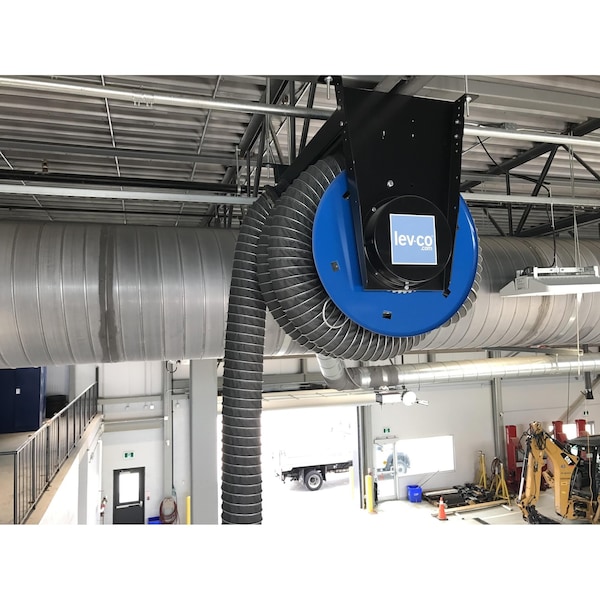 Lev-Co 6" high temp motorized hose reel c/w 25' of hose, electric motor and remote control - HRE-6-25-HT