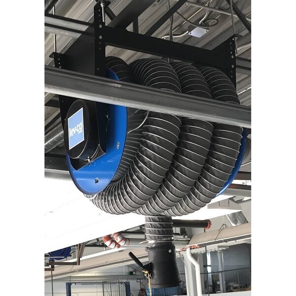 Lev-Co 6" high temp motorized hose reel c/w 25' of hose, electric motor and remote control - HRE-6-25-HT